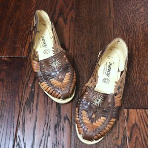 Vintage Mercy Huarache Brown Leather Woven Shoes